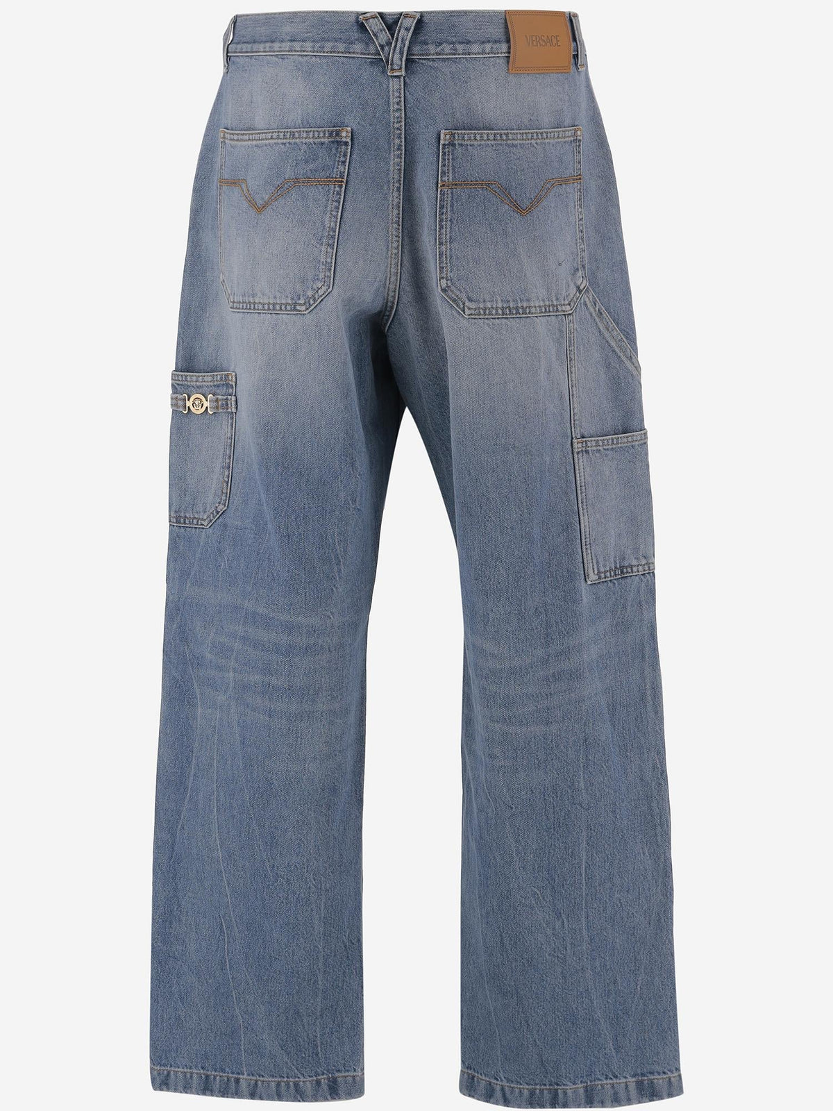 Medusa Detail Jeans in Washed Blue