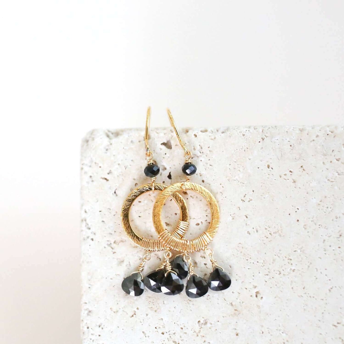 Black Spinel Mini Boho Earrings