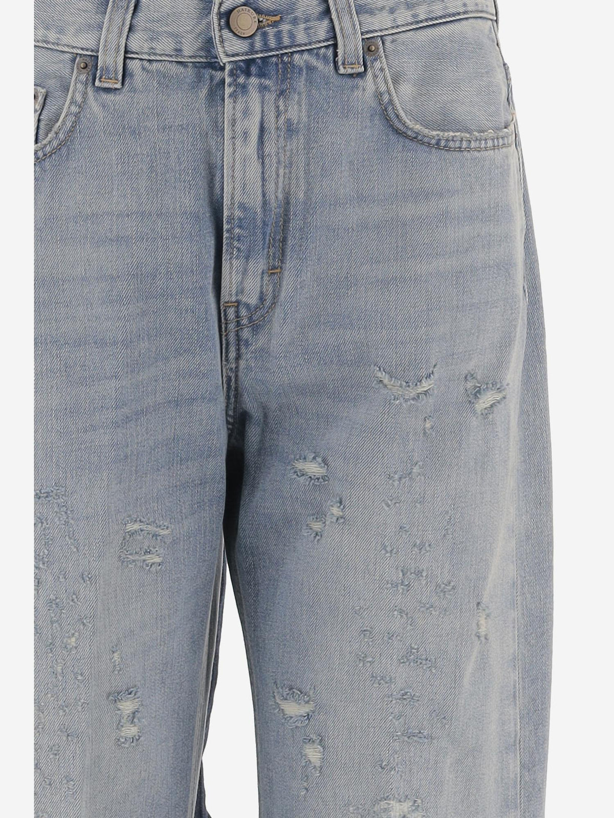 Distressed Wide Jeans in Light Blue