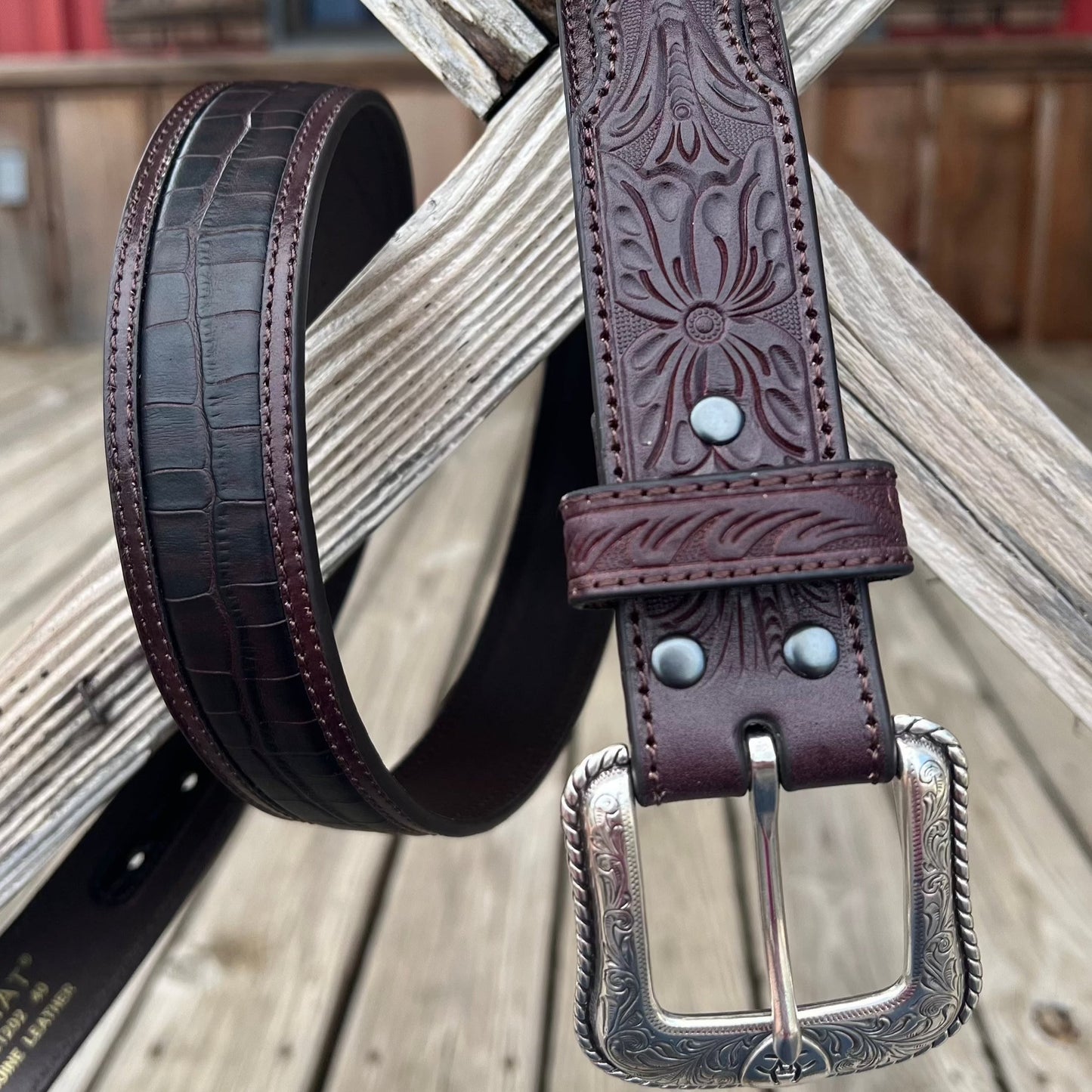 Black Croc Belt | Ariat Mens
