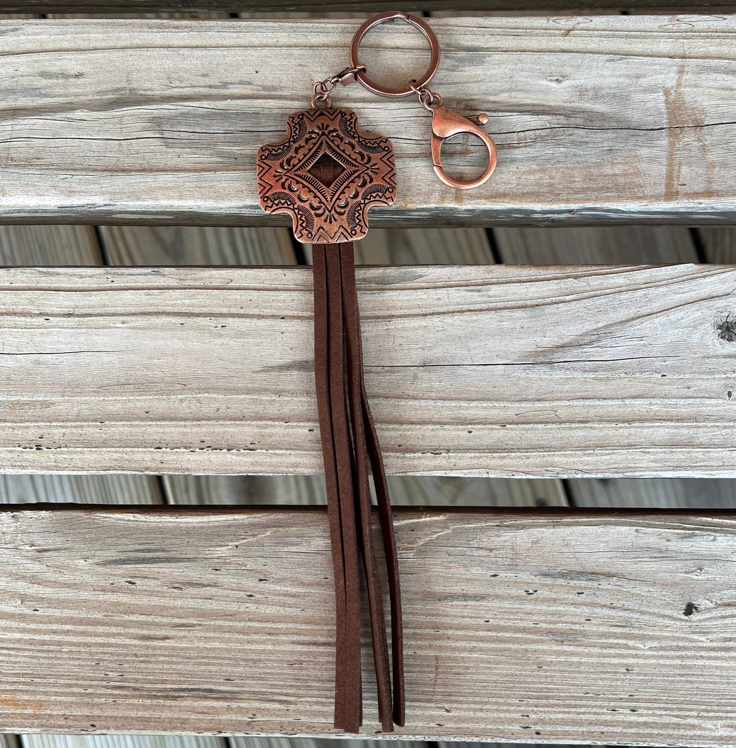 Copper Cross Keychain
