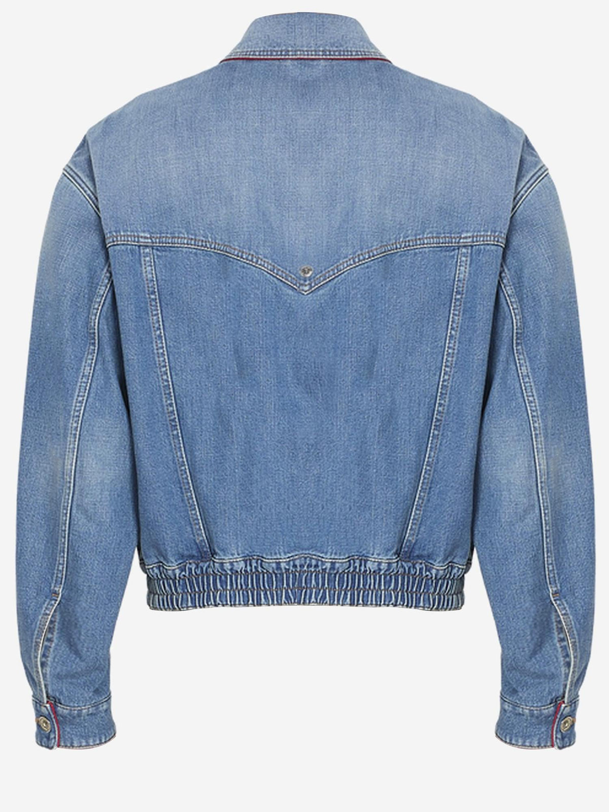 Washed Denim Jacket with Elastic Hem