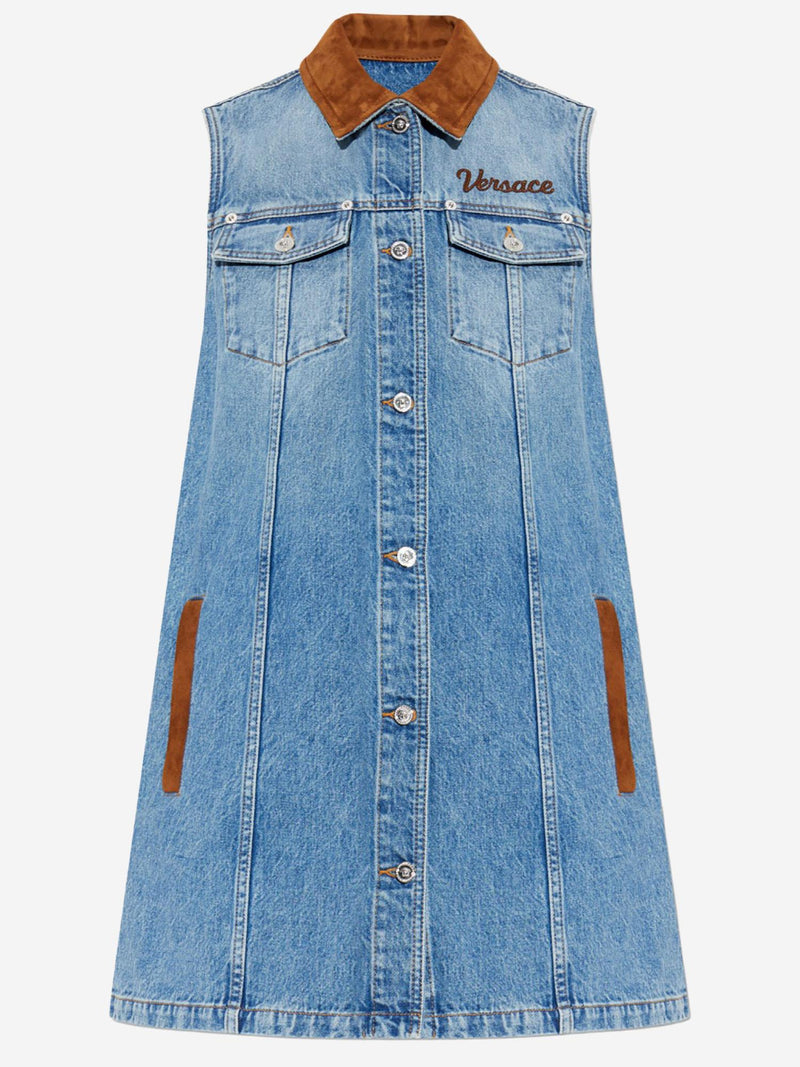Versace Cotton Denim Dress With Logo