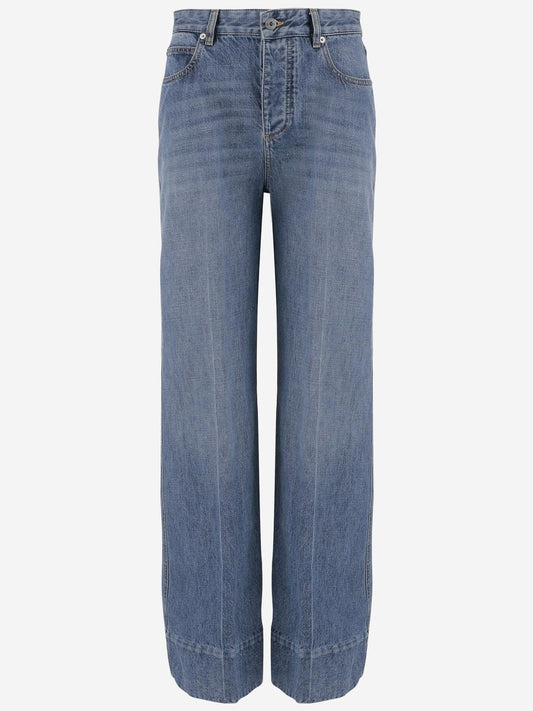 Wide Jeans with Intrecciato Patch
