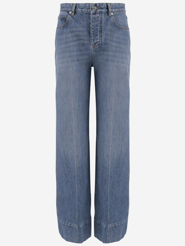 Wide Jeans with Intrecciato Patch