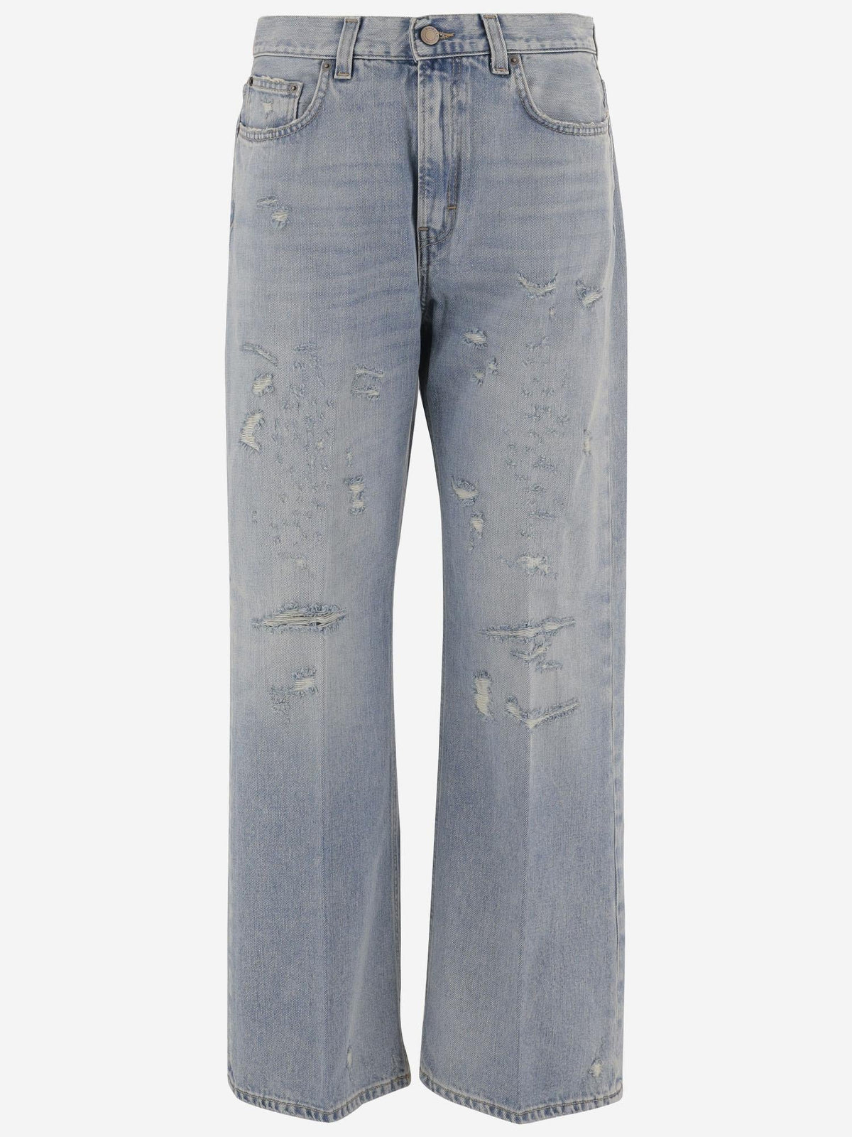 Distressed Wide Jeans in Light Blue