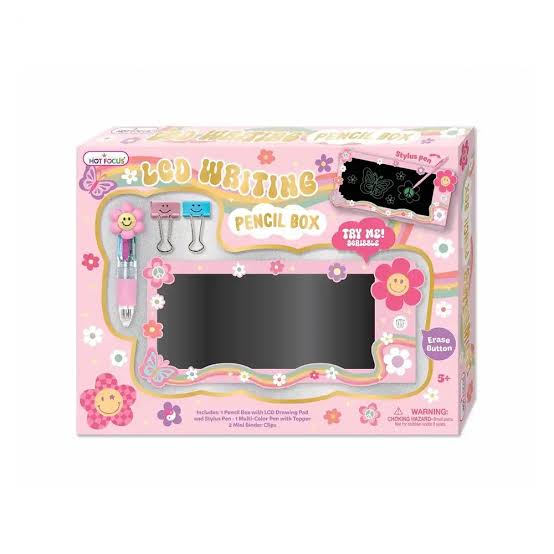 Hot Focus - LCD Writing Board Pencil Box, Groovy Flower