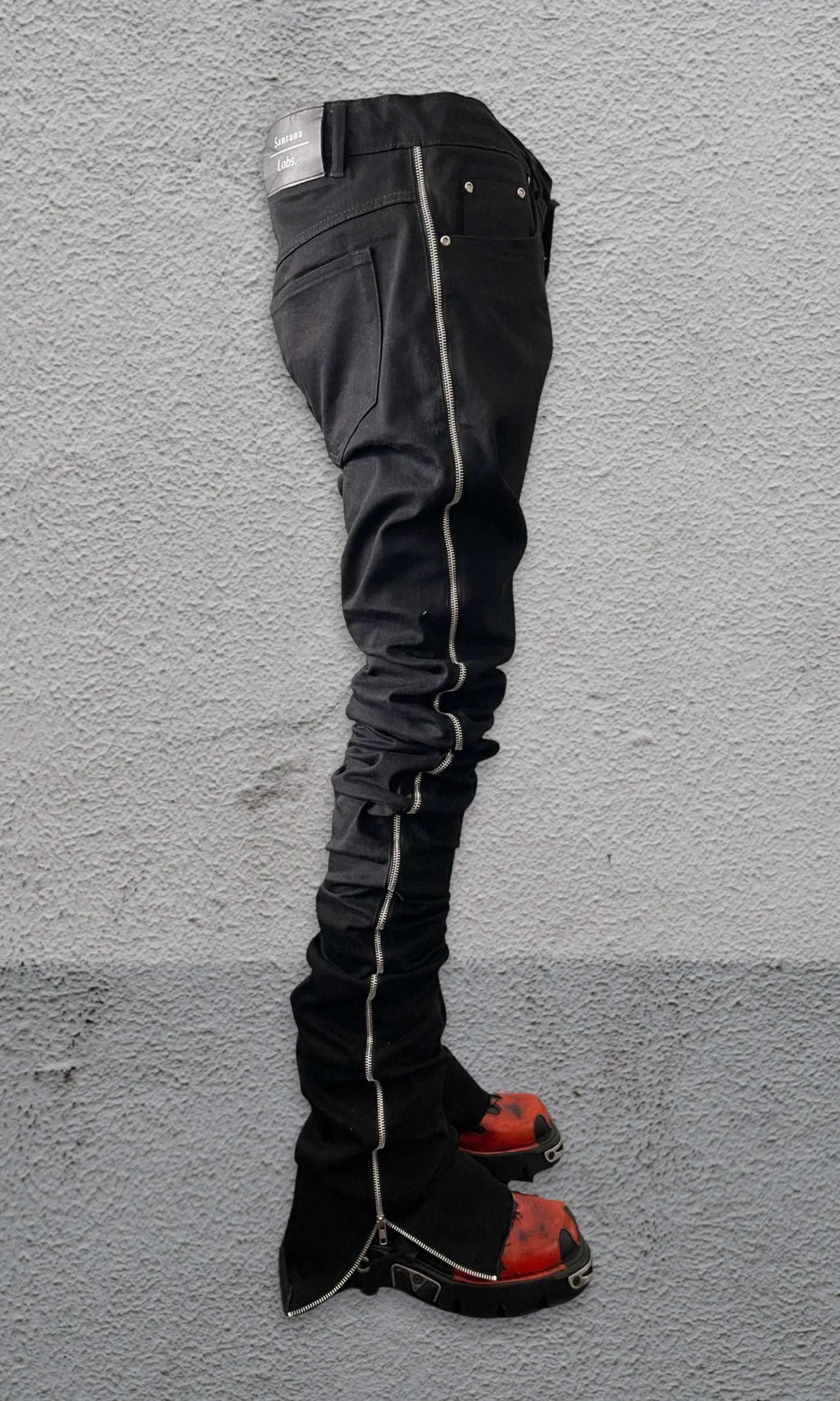 Black Super Stacked Full Zip Denims