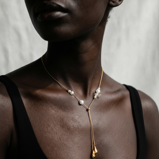 Celestial Gold Pearl Pendant Necklace