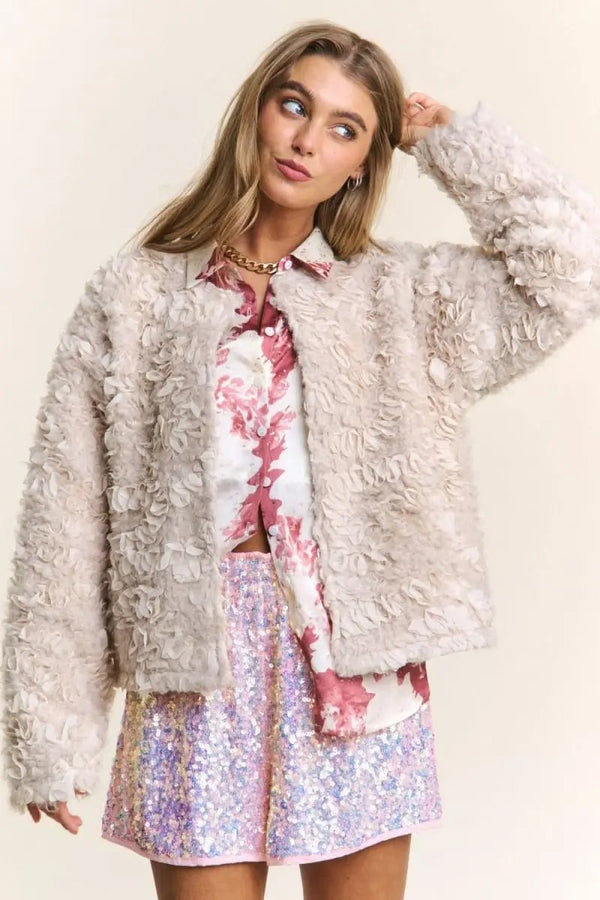 Trendsi Mixed Fabric Jacket Women's Everyday Outerwear Chic & Comfy