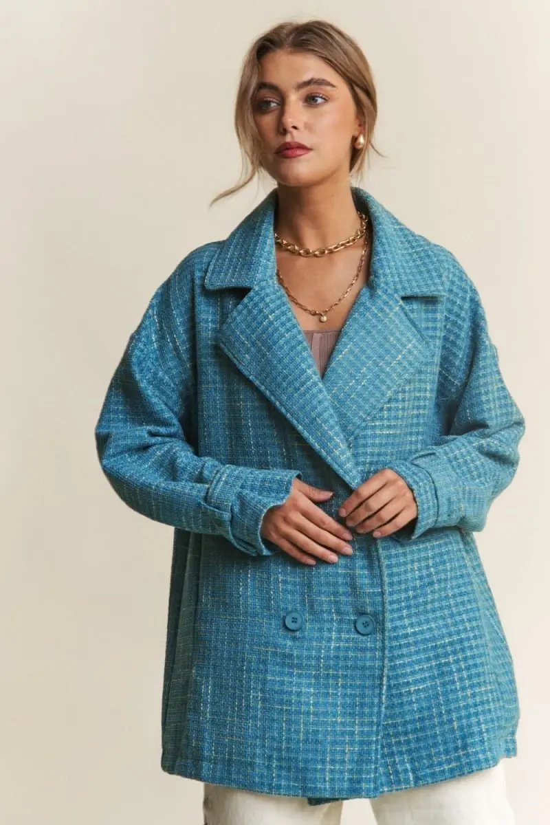 Double-Breasted Tweed Coat - Chic & Warm Fall/Winter Outerwear