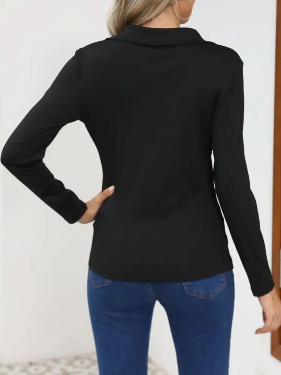 Long Sleeve T-Shirt - Johnny Collar - Casual Basic Style
