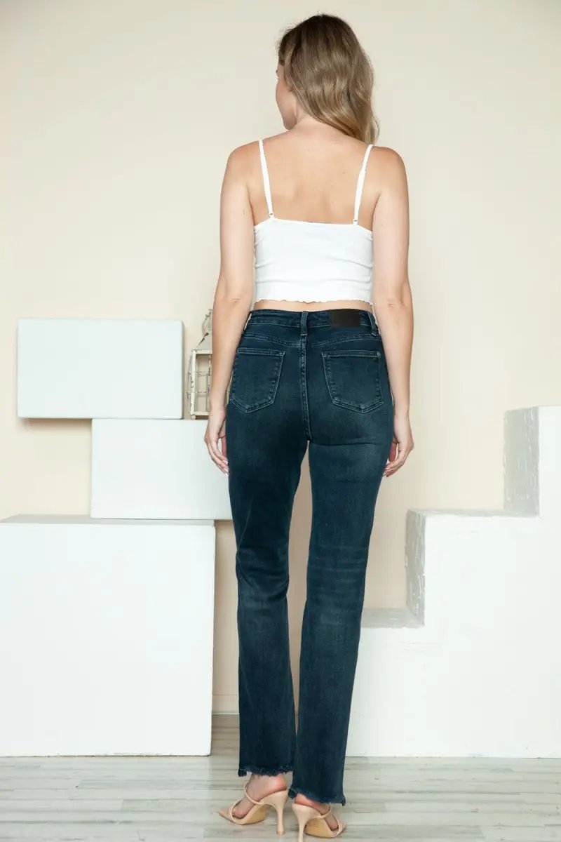 Trendsi Judy Blue Jeans + Women's Everyday Wear + Straight Leg Jeans + Button Fly & Distressed Hem