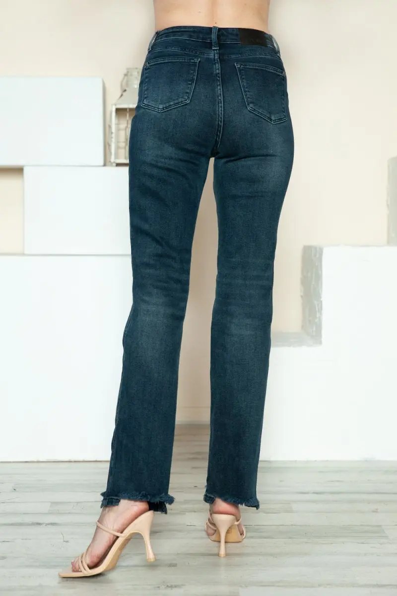Trendsi Judy Blue Jeans + Women's Everyday Wear + Straight Leg Jeans + Button Fly & Distressed Hem