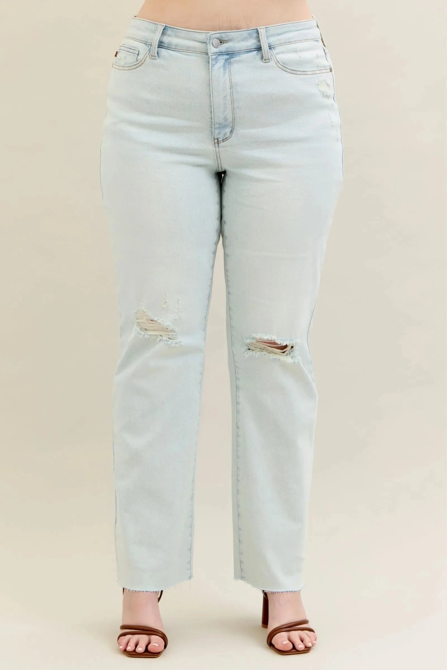Judy Blue Full Size Destroy & Fray Hem Bootcut Jeans Plus Size