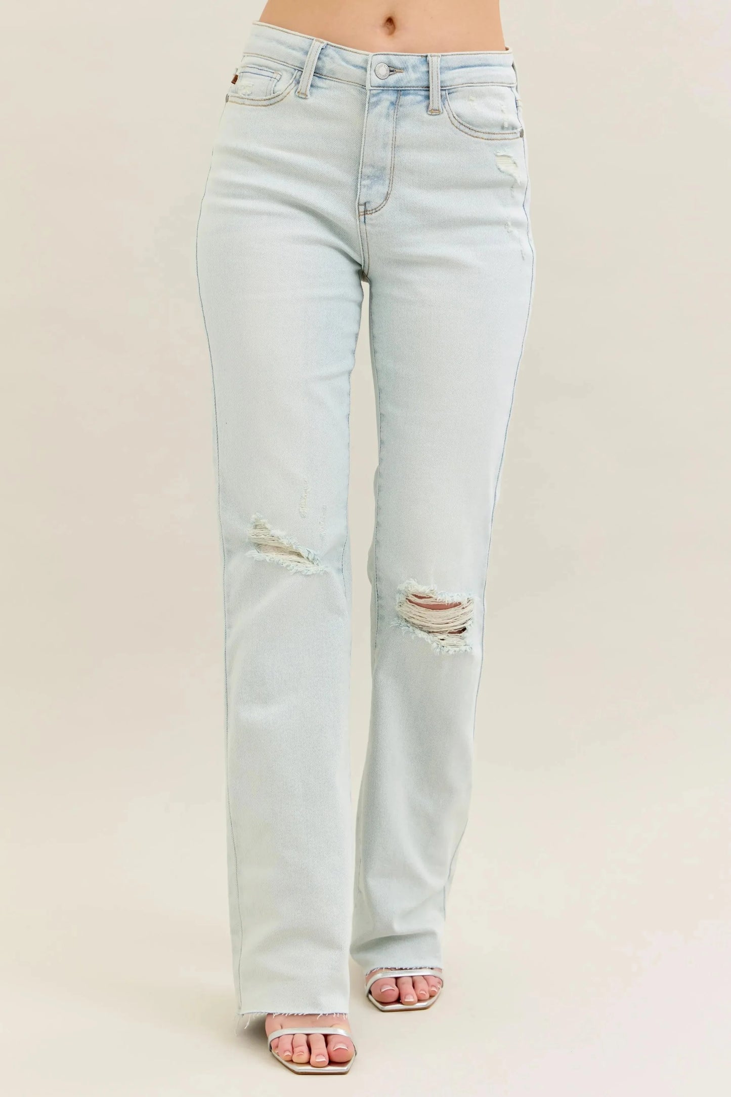 Judy Blue Full Size Destroy & Fray Hem Bootcut Jeans Plus Size