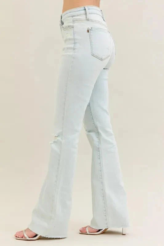 Judy Blue Full Size Destroy & Fray Hem Bootcut Jeans Plus Size