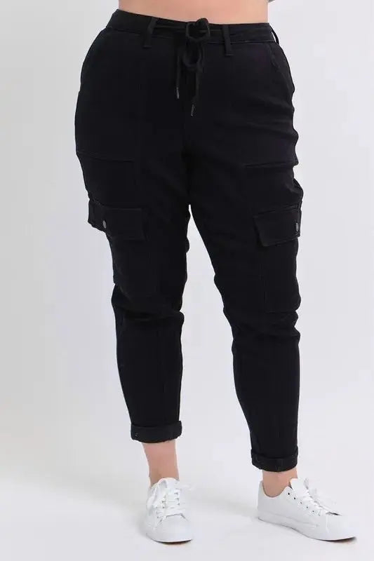 Plus Size Women's Joggers - High Waist Cargo - Comfy Cuffed