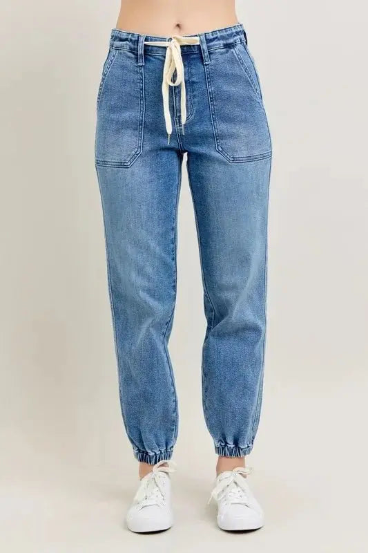Trendsi Judy Blue Denim Joggers Plus Size Women's Fashion Jeans - High Waist, Comfy