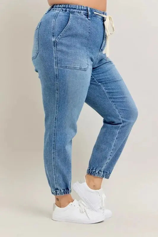 Trendsi Judy Blue Denim Joggers Plus Size Women's Fashion Jeans - High Waist, Comfy