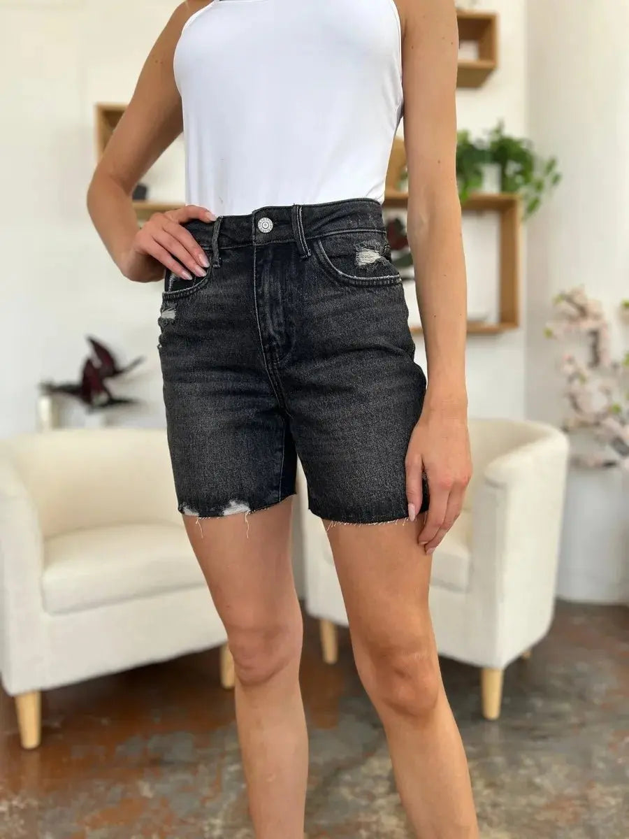 Denim Shorts - High Waist Comfort Fit - Women's Casual Summer