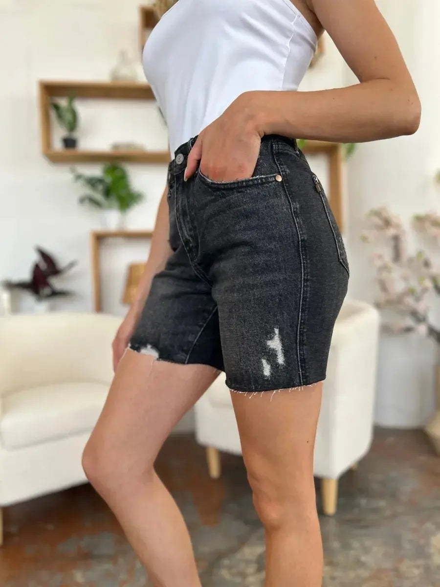 Denim Shorts - High Waist Comfort Fit - Women's Casual Summer