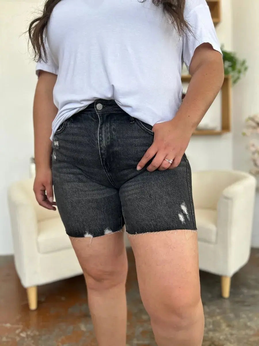 Denim Shorts - High Waist Comfort Fit - Women's Casual Summer