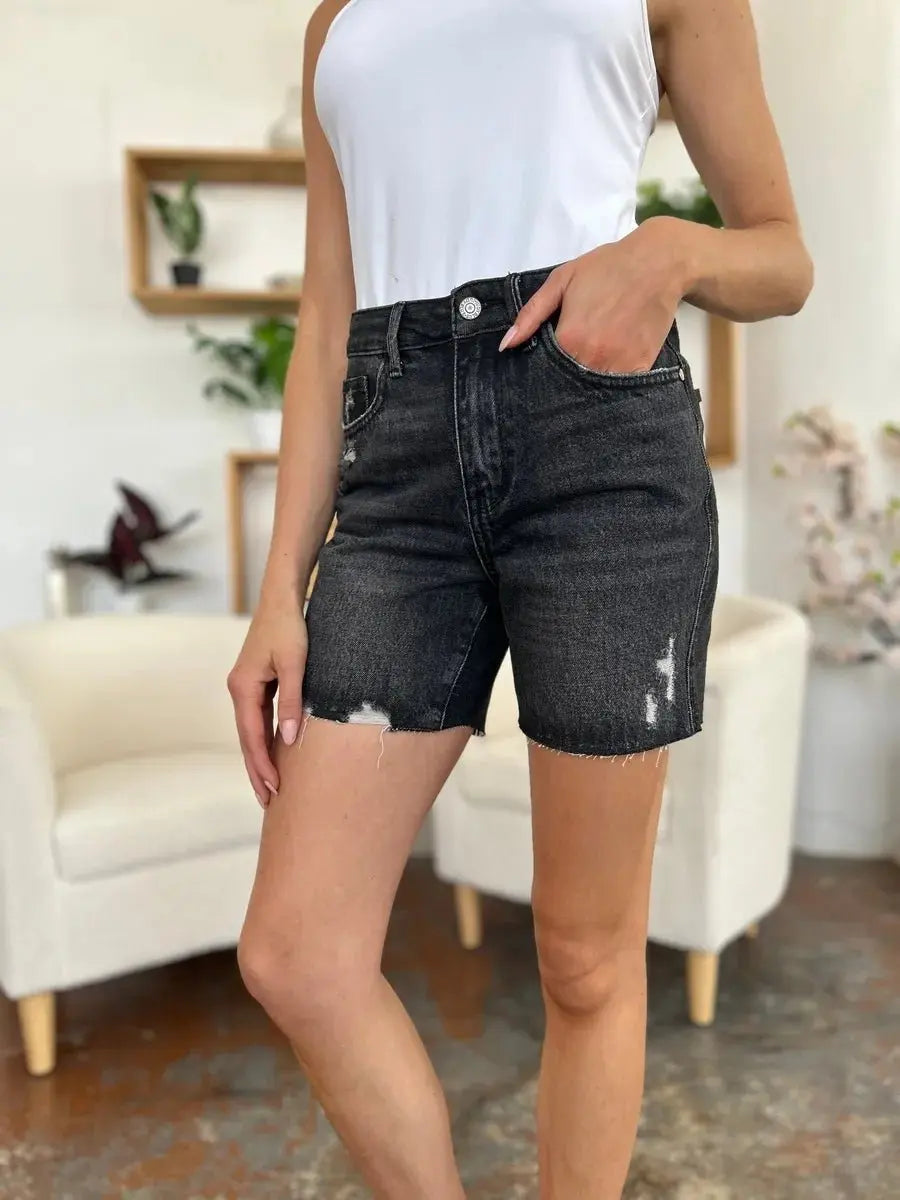 Denim Shorts - High Waist Comfort Fit - Women's Casual Summer