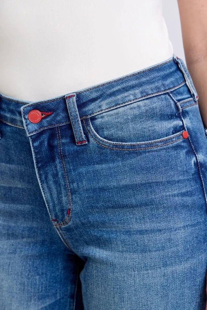 Trendsi Judy Blue Plaid Jeans Women's Everyday Straight Leg Denim w/ Pockets