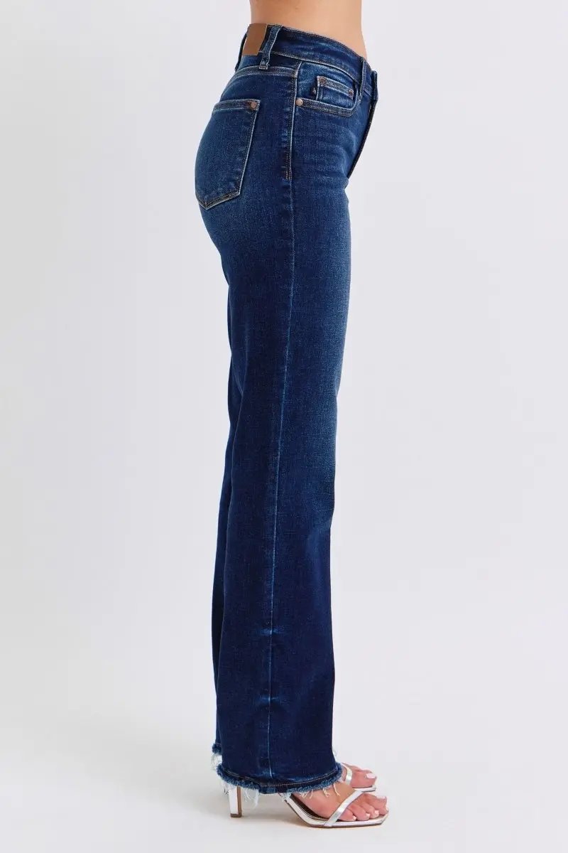 Trendsi Judy Blue Jeans Women's Everyday Raw Hem Straight Leg Denim Comfort Stretch