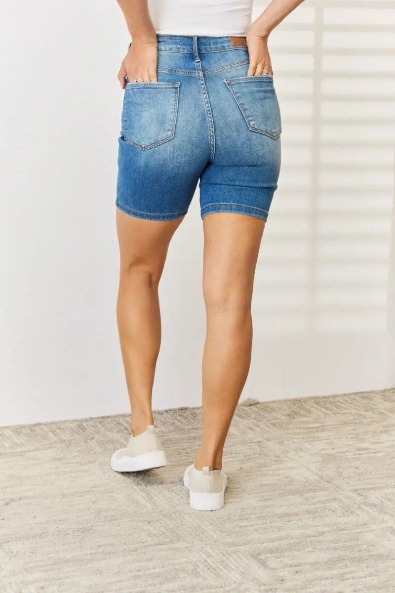 Trendsi Judy Blue Denim Shorts Women's Everyday Tummy Control Jean Shorts
