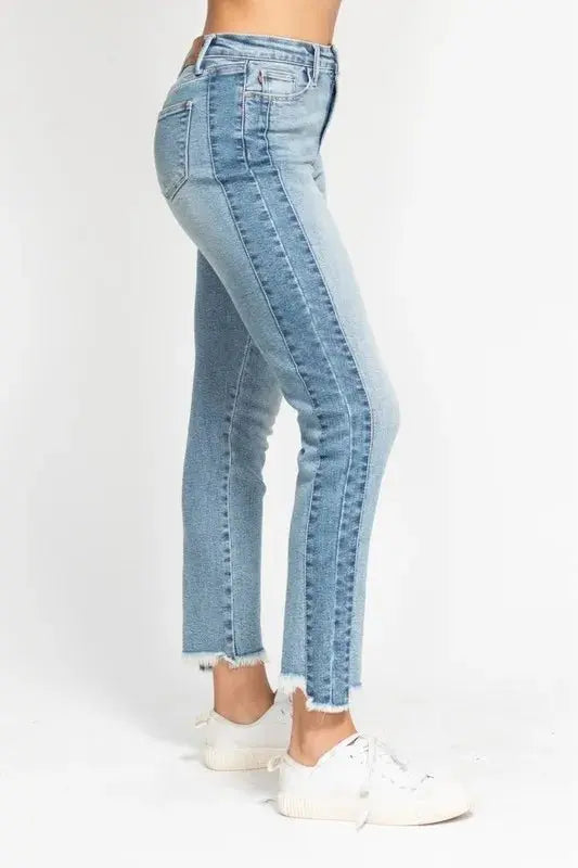Trendsi Judy Blue Vintage Wash Plus Size Women's Jeans: Slim Fit & Side Panel Detail
