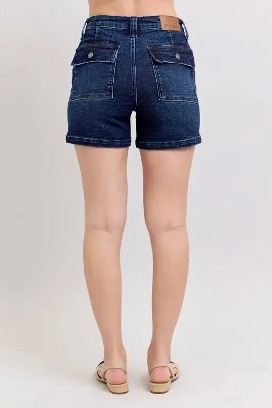 Trendsi Judy Blue Denim Shorts Women's Casual High Waist Flap Pocket Jeans