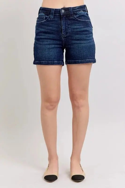 Trendsi Judy Blue Denim Shorts Women's Casual High Waist Flap Pocket Jeans