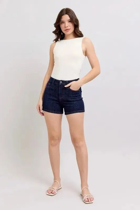 Trendsi Judy Blue High Waist Women's Denim Shorts Casual Summer Heart Pockets