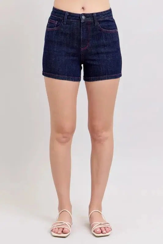 Trendsi Judy Blue High Waist Women's Denim Shorts Casual Summer Heart Pockets