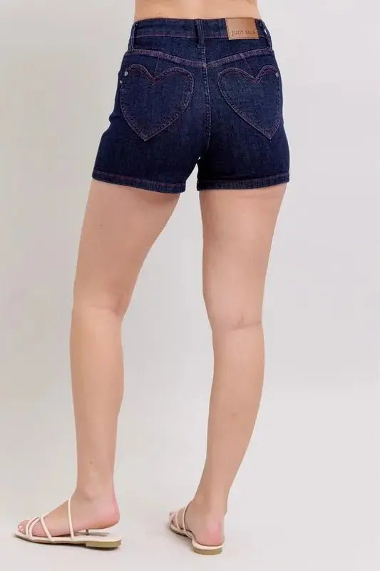 Trendsi Judy Blue High Waist Women's Denim Shorts Casual Summer Heart Pockets