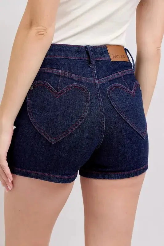 Trendsi Judy Blue High Waist Women's Denim Shorts Casual Summer Heart Pockets