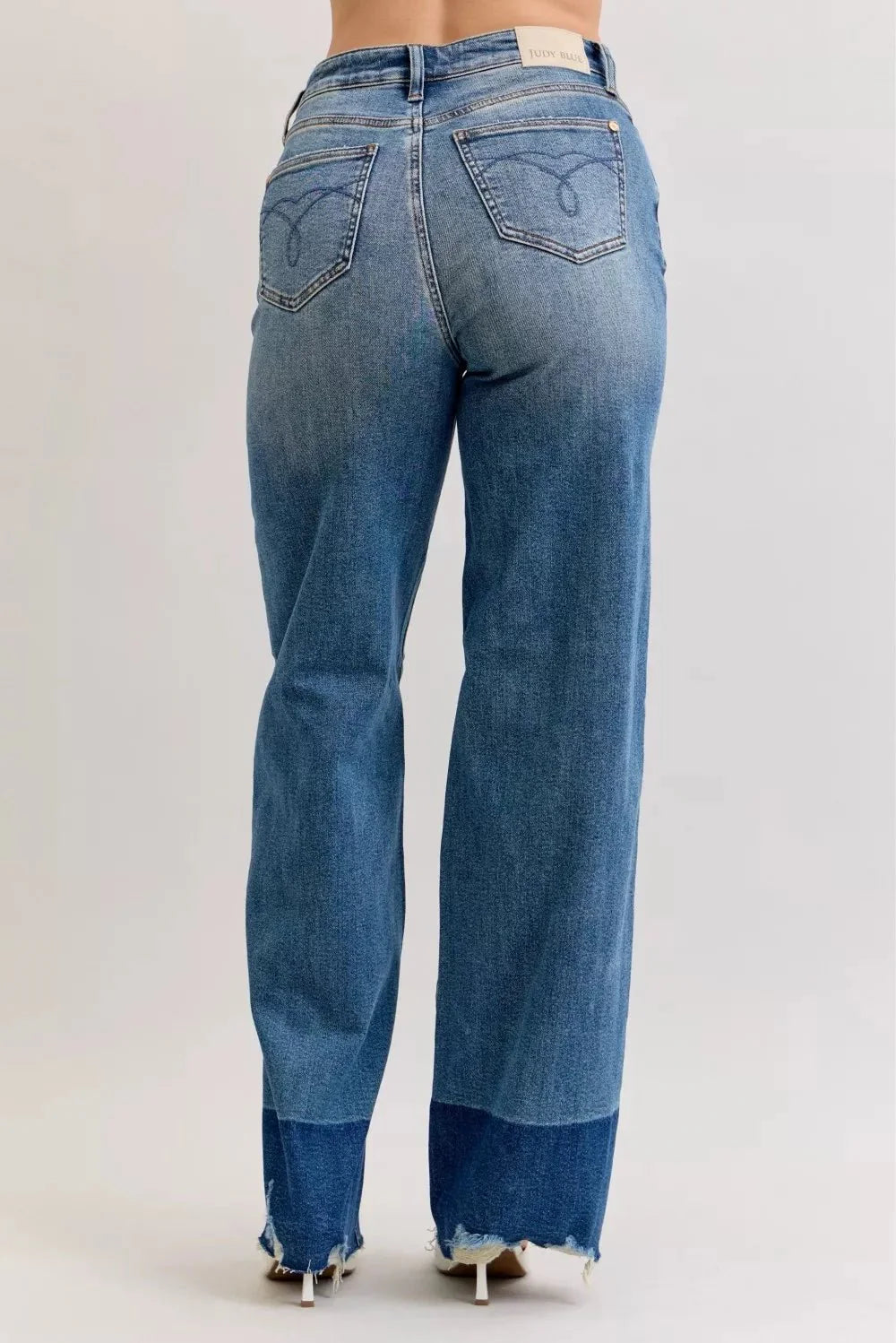 Judy Blue Raw Hem High Waist Column Straight Jeans
