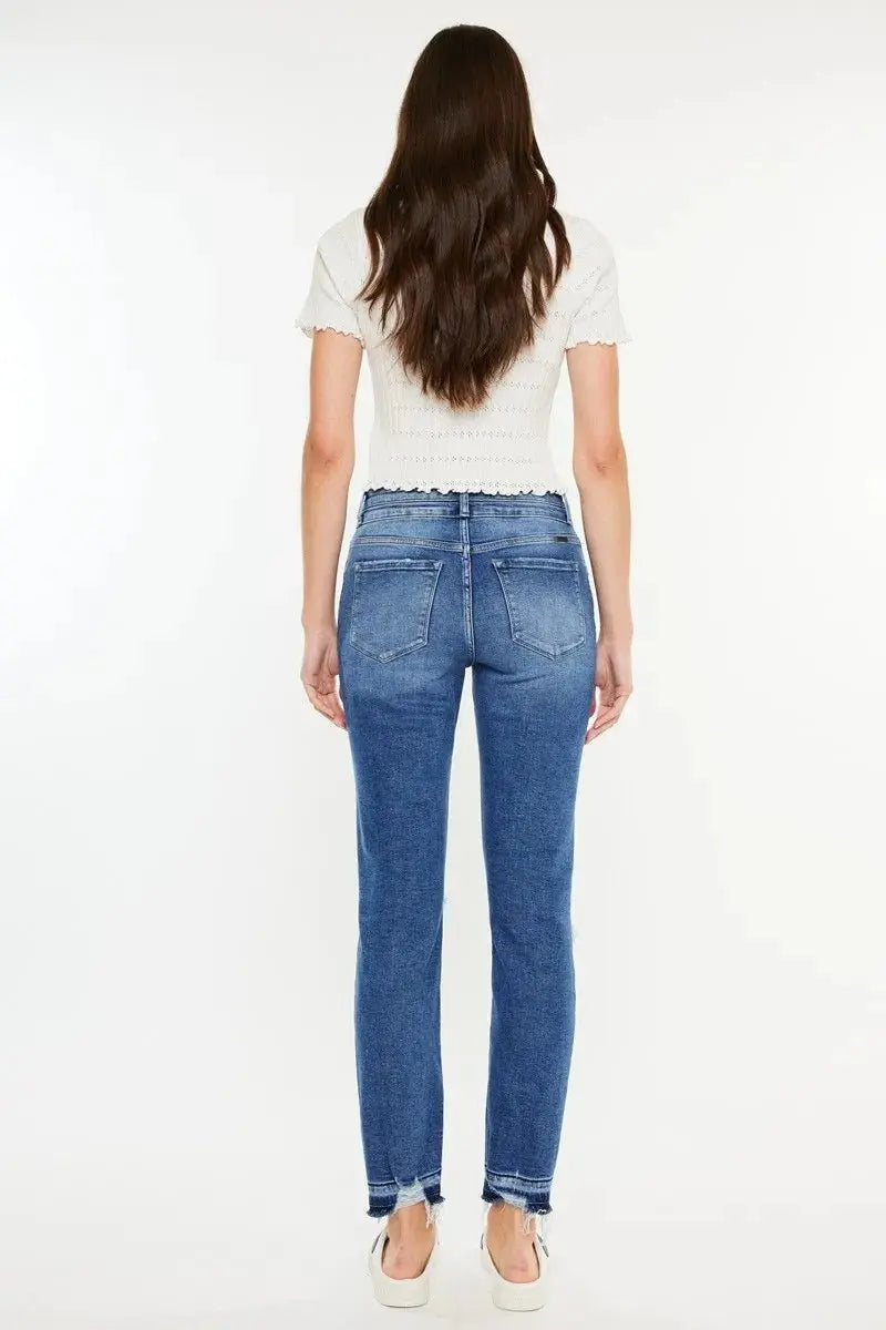Jeans - Distressed High Rise - Slim Straight