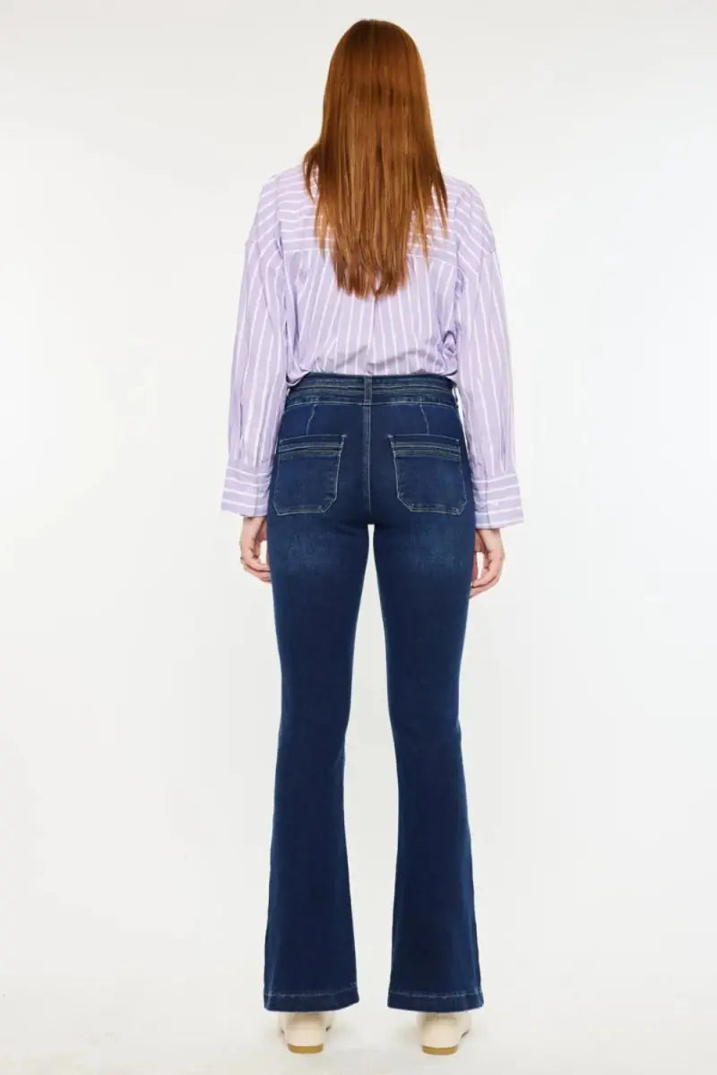Flare Jeans - Double Waistband - High Rise