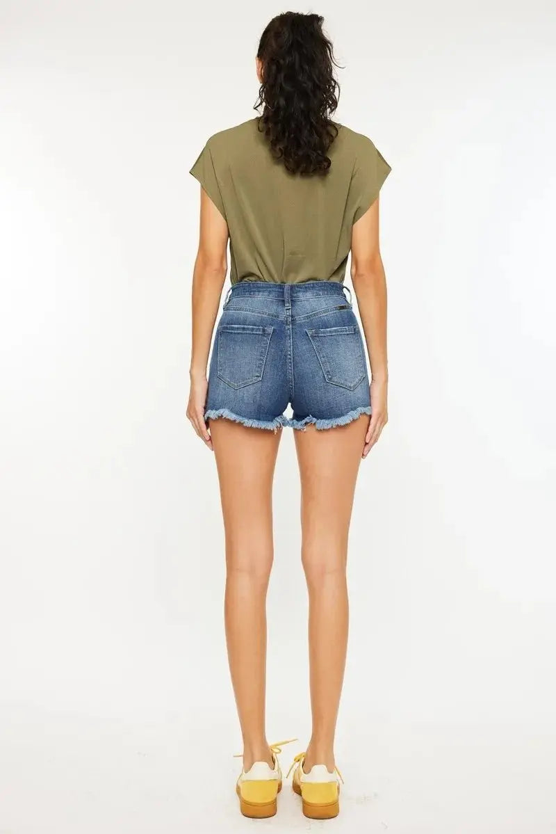 Denim Shorts - High Rise - Frayed Hem