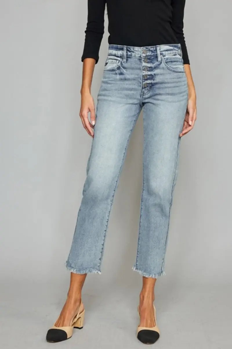 Trendsi Kancan Jeans + High Waist + Everyday Wear + Cropped Jeans + Raw Hem