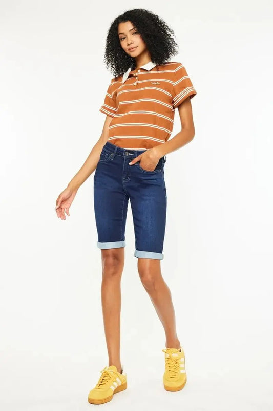 Denim Shorts - Mid Rise Bermuda - Casual Summer Style