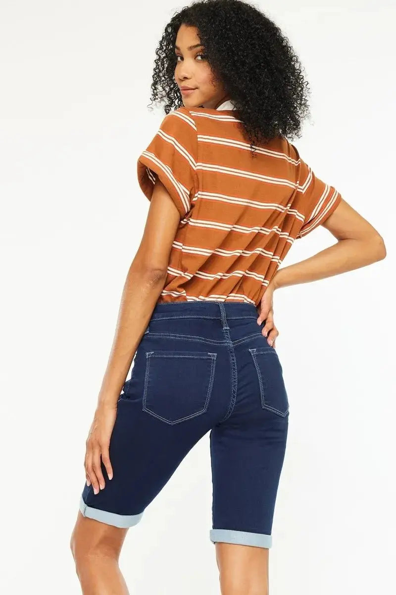 Denim Shorts - Mid Rise Bermuda - Casual Summer Style