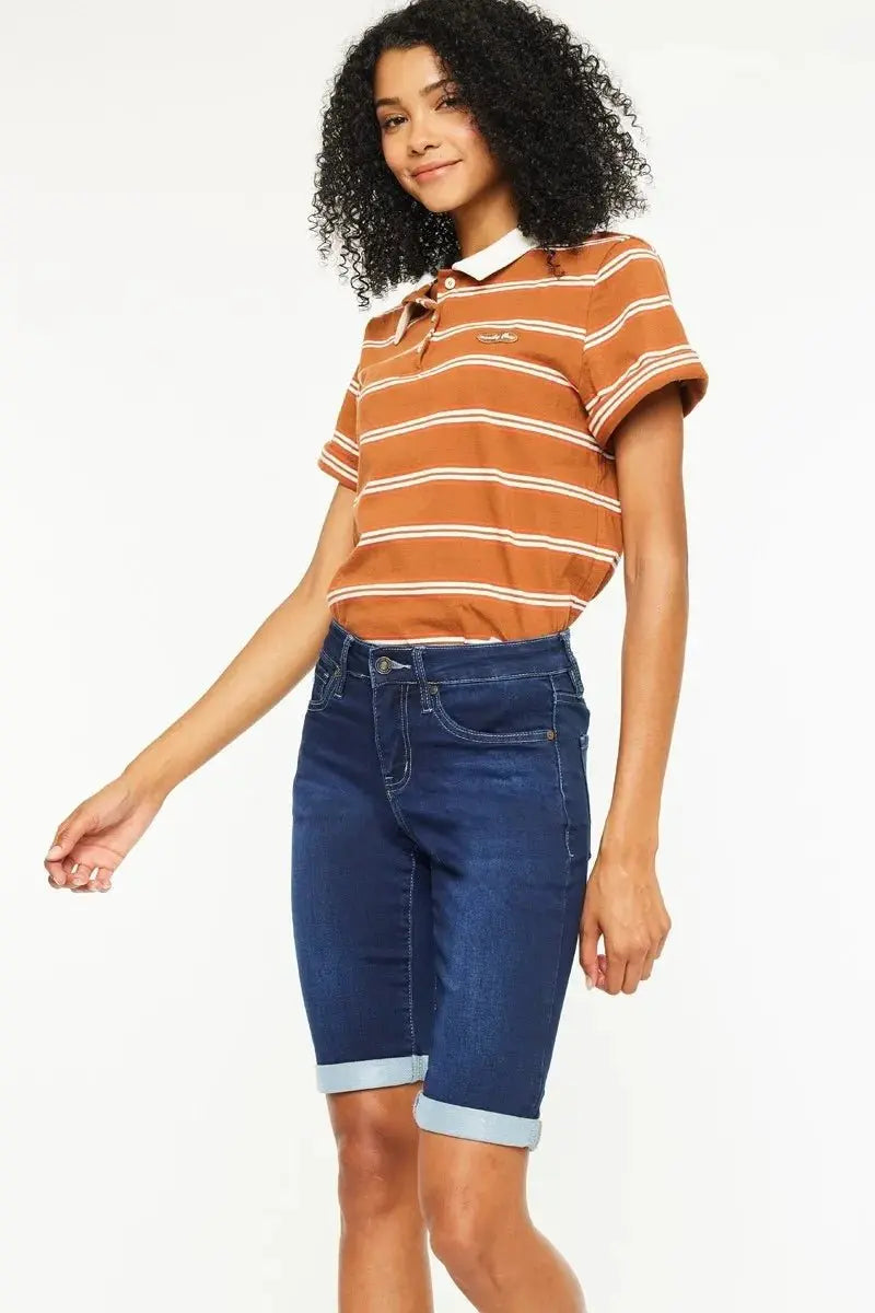 Denim Shorts - Mid Rise Bermuda - Casual Summer Style