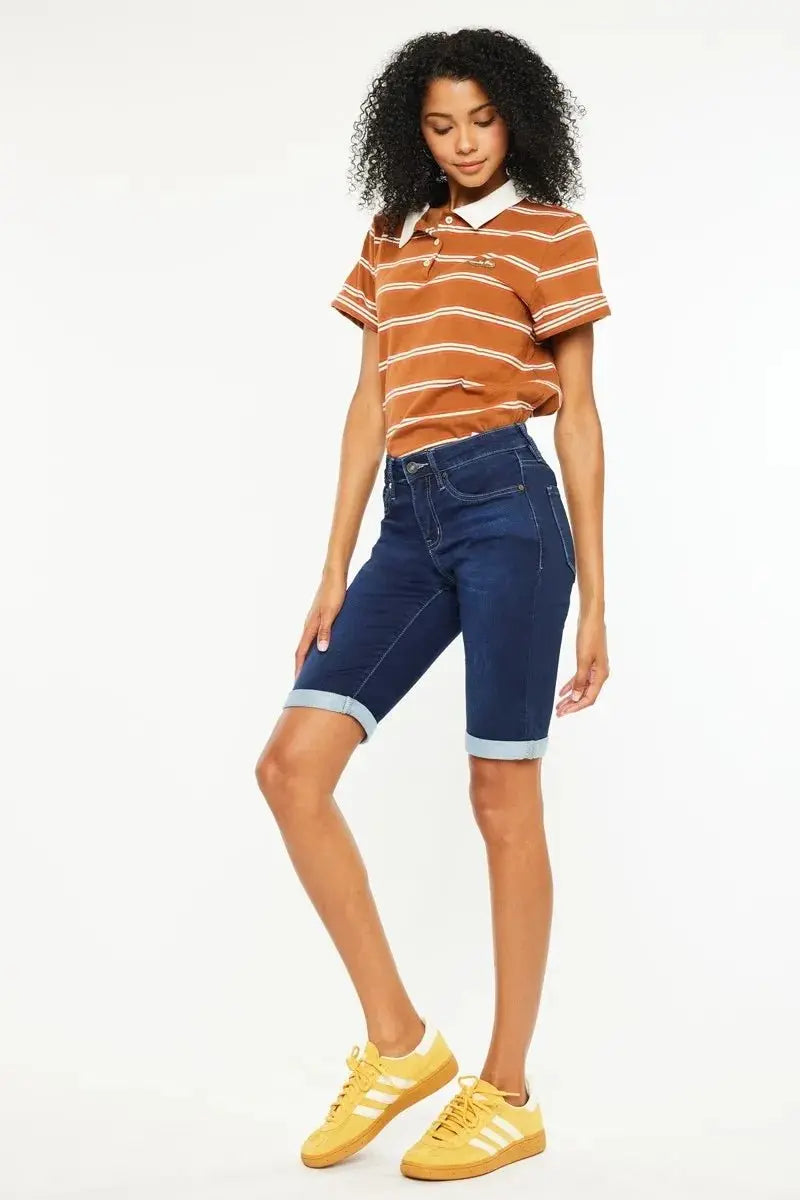 Denim Shorts - Mid Rise Bermuda - Casual Summer Style