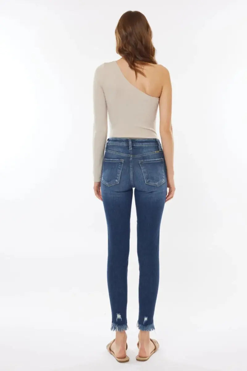 Jeans - High Waist Crop - Raw Hem Denim