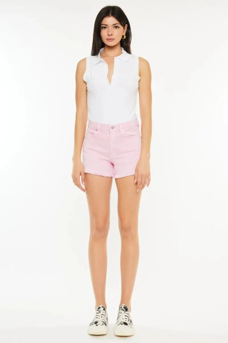 Trendsi Kancan Denim Shorts Women's Everyday Raw Hem High Waist Casual Shorts