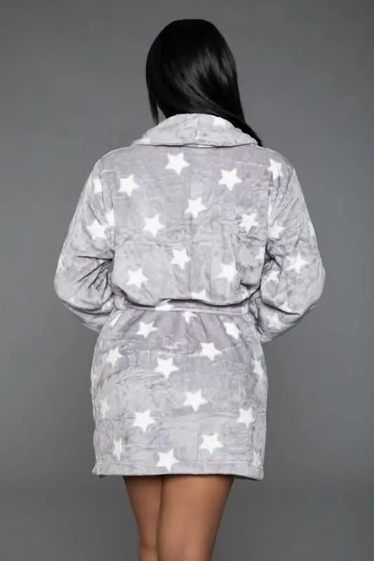 Premium BE WICKED Kaylee Robe - Star Print, Navy/White, Size L/XL